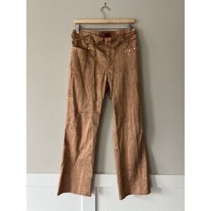 Very Vera Wang Y2K Tan Embellished Flare Pants Petite 8 Studded Belted